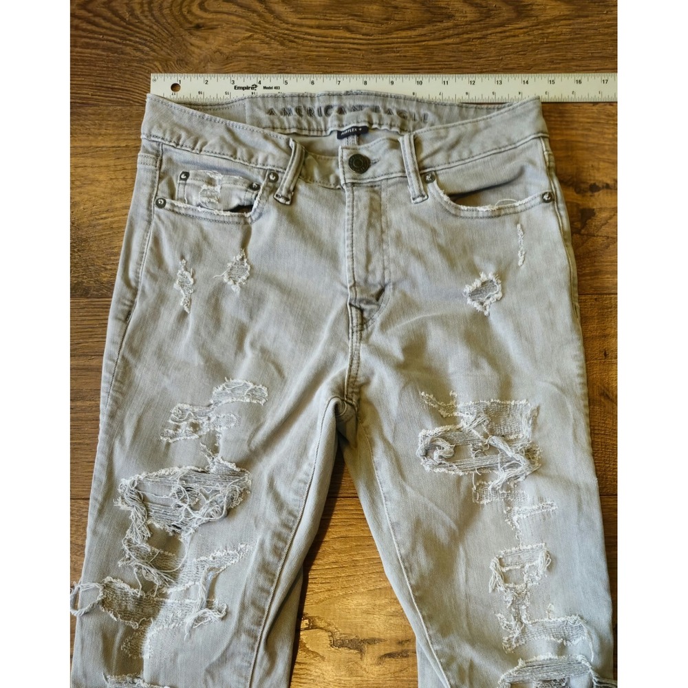 AMERICAN EAGLE Men's 29x32 AIRFLEX+ Distressed Slim Haze Gray Jeans (29x28.5) - Picture 3 of 16